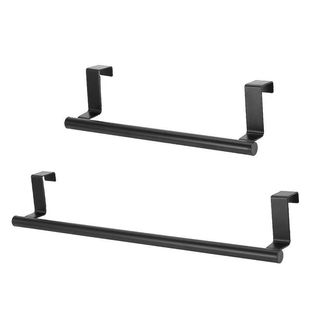 Kitchen stainless steel cabinet door cloth rack bathroom bathroom door rear perforated towel bar storage rack