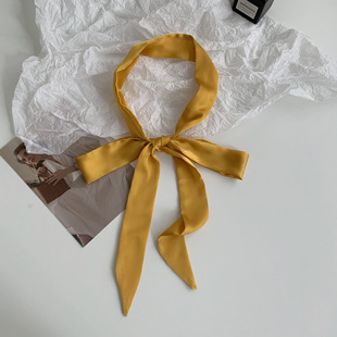 Solid Color Slender Narrow Silk Scarf Ribbon Tie Bag Handle Silk Scarf Tie Hair Small Ribbon Decoration Scarf Hair Belt Scarf