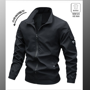 Jacket Men's Youth Jacket Simple Fashion Casual Sports Windbreaker Standing Collar Clothes Long-term Available for Straight