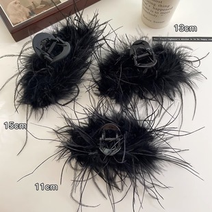 Super fairy clip headdress shark clip ins style feather clip female high-grade ostrich hair clip back head hairpin