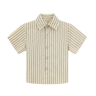 New children's shirt dress suit Korean style children's clothing boys and girls cotton summer short sleeve striped shirt one-piece delivery