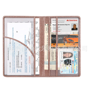 PU leather card bag car registration certificate insurance policy leather case insurance folder car insurance policy protective case