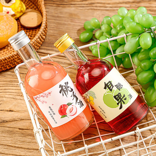Transparent glass sub-bottled empty wine bottle 300ml500ml silk mouth beverage fruit wine bottle in stock wholesale fog sand