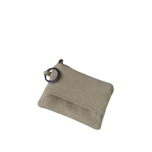 Simple solid color canvas coin purse personalized bank card membership card storage bag portable anti-lost certificate bag