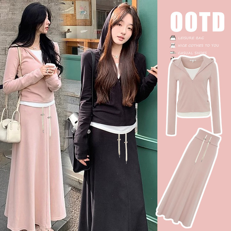 Half-Zip Base Layer Shirt, New Spring and Autumn Style, Color-Blocking Hooded Sweatshirt, Loose Fit, Slimming, Faux Two-Piece Casual Long-Sleeve Top