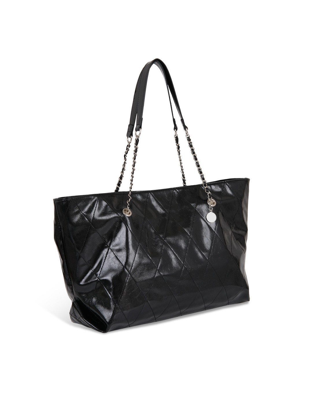 Chanel-inspired quilted chain black tote bag, new autumn/winter style, fashionable and versatile, perfect for commuting, sophisticated handbag/shoulder bag.