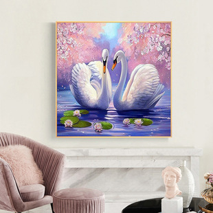5d Diamond Painting Full Diamond 2023 New Style Living Room Dining Room Swan Lotus Diamond Stitch Cross Stitch Bedroom Modern Simple