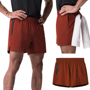 Summer American Sports Casual Shorts Men's Single-layer Woven Quick-drying Solid Color Running Fitness But Knee Shorts