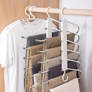 Multifunctional Trouser Rack Storage Wholesale Household Magic Clothes Hanger Telescopic Folding Multi-Layer Trouser Clip Wardrobe Trouser Hanging