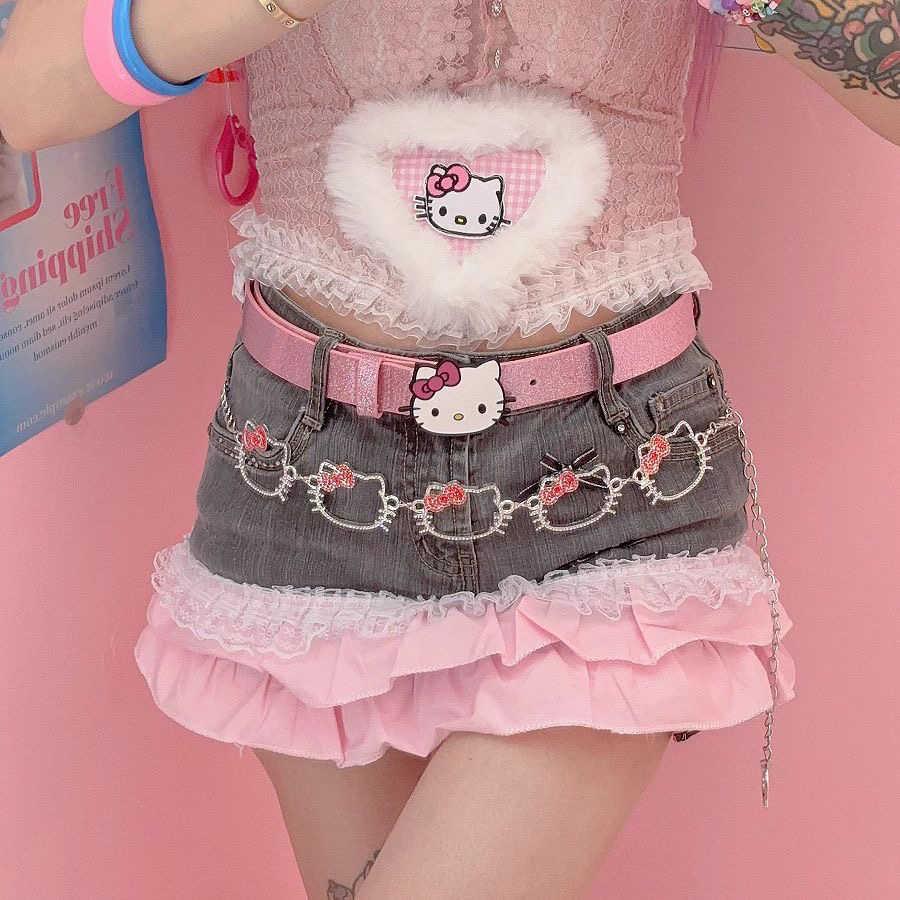 2025 New Japanese Sweet and Cute Cat Women's Thin Waist Chain with Skirt Decoration Versatile Personalized Waist Accessory