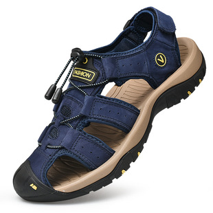 Summer fashion men's travel Baotou plus size beach sandals youth open toe breathable sandals a generation of hair