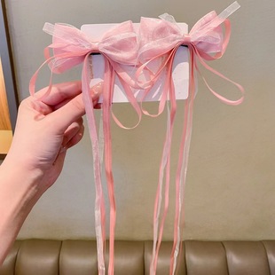 New Chinese Style Ribbon Bow Children's Hairpin Hanfu Girls' Headwear Accessories Tassel Bow Hair