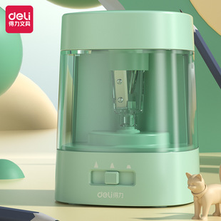 Deli electric pencil sharpener children's automatic pencil sharpener dual power supply thickness adjustable pencil sharpener stationery wholesale