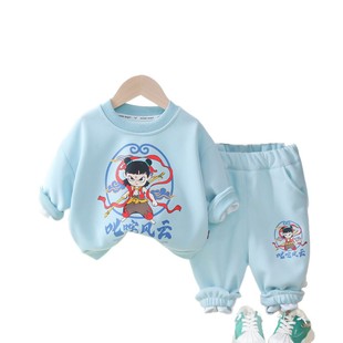 2025 Children's Wear Spring and Autumn Children's suit Korean-style Nezha suit Casual Wear Long-sleeved Two-piece Western Style Trendy