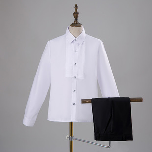 Boys White Top Shirt Boys Girls School Uniform Pupils Performance Dress Lapel Children White Shirt Wholesale