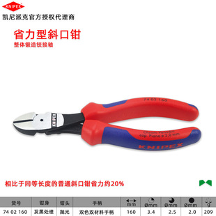 Немецкий кенипак KNIPEX трудосберегающие плоскогубцы с наклонным ртом 7402160 7402200 7412180