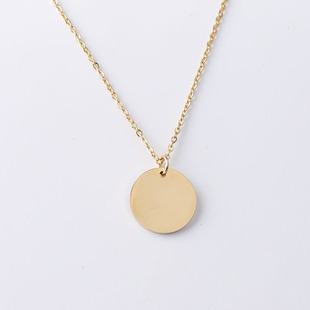 Cross-border hot selling fashionable simple mirror glossy stainless steel wafer necklace women's DIY lettering autumn and winter sweater chain