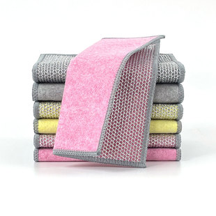 Double-sided Coconut Shell Silver Wipe Cloth Luffa Cleaning Cloth Do Not Hit Pot Kitchen Wipe Household Oil-proof Oil-removing Stain Cleaning Cloth