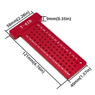 T-4IN inch woodworking scribing ruler aluminum alloy hole ruler T-scale measuring layout