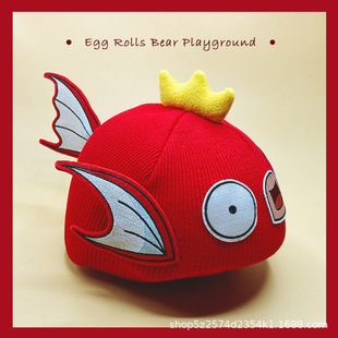 Cartoon knitted magic baby carp King ski helmet cap cover decoration helmet modification unisex parent-child Universal