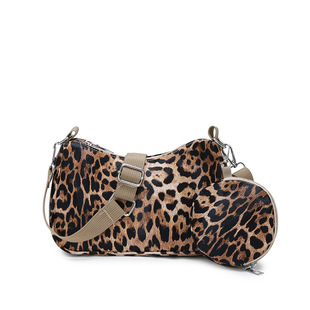 European and American Super Popular Niche Leopard Print Bag Women's 2025 New Vintage Frosted Crossbody Bag Fashionable Shoulder Horns Bag