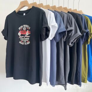 Tide Brand Men 2024 Летняя новая футболка с короткими рукавами, свободная футболка с половиной рукава, толстая хлопковая футболка, киоск, нижняя рубашка, бесплатная доставка