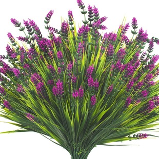 Special Amazon Cross-border Sun Protection Uv Spring Grass Lavender Plastic Fake Flower Home Outdoor Decorative Plant