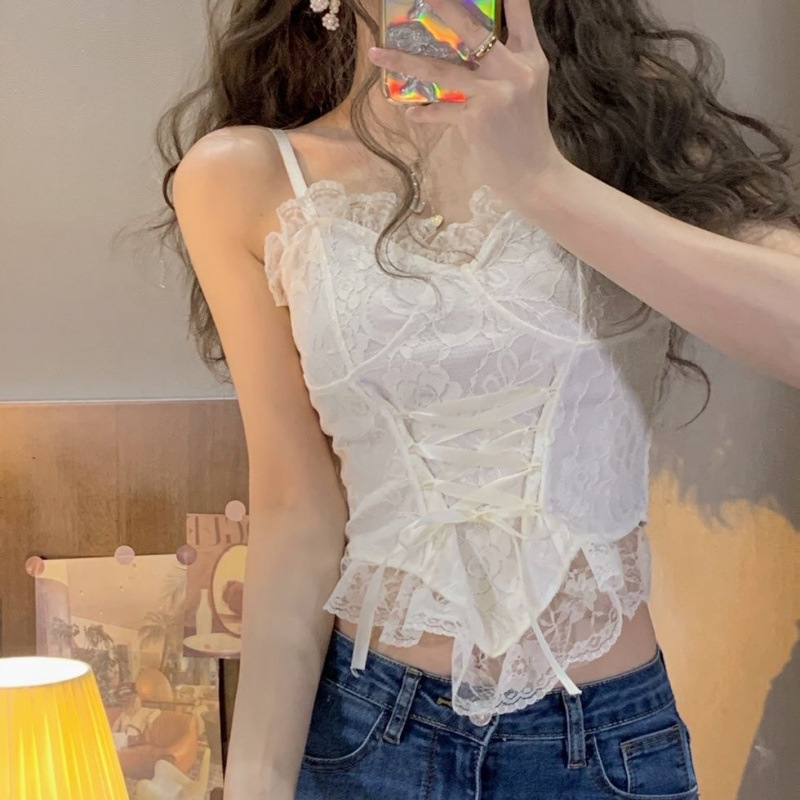 French Lace Camisole, Waist-Cinching Slim-Fit Stylish Base Top, Stylish and Versatile Tube Top