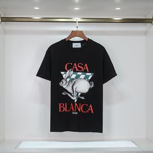 Foreign Trade New Casablanca Short-sleeved Dreamland Door Letter Logo Printed Distinctive Round Neck Short-sleeved T-shirt