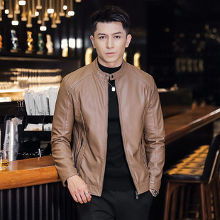 Cross-border wholesale 2023 new jacket men's leather coat men's fashion casual fashion high-end light luxury style men's one-piece delivery