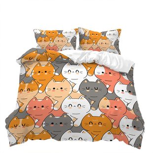 Kawaii cat duvet cover cute cat bedding suit girl children room decoration factory direct sale