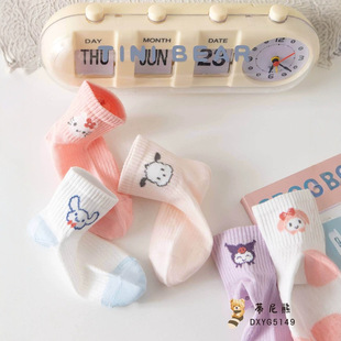Wholesale Tini bear children's socks spring and summer new thin cotton mesh girls boys cartoon cute baby mid-tube sports socks