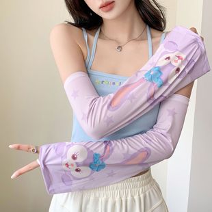 Cartoon Ice Sleeve Women's Sunscreen Summer New Anti-ultraviolet Loose Hand Sleeve Driving Gloves Ice Silk Sleeve Sleeve Arm