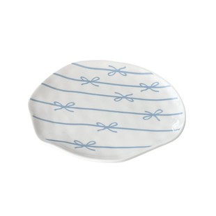 South Korea Ins Niche Irregular Dessert Plate Creative Bow Butter Jam Knife Ceramic Western Food Cake Plate
