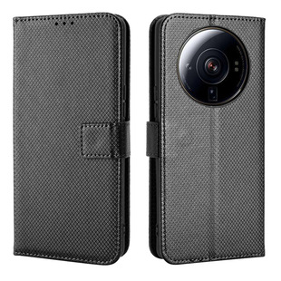For Xiaomi 12T Pro Mobile Phone Case Flip Cover Xiaomi 12S Ultra Diamond Pattern Leather Case Card Lanyard