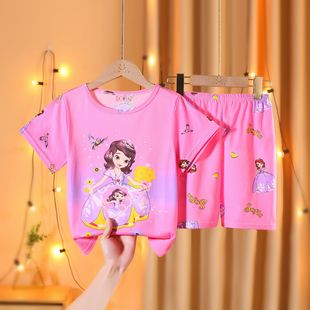 Children's suit new wholesale cartoon printing children's two-piece Boys' short-sleeved T-shirt suit summer children's suit