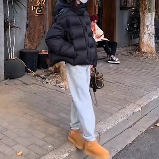 Puff turtle back black short cotton-padded jacket women's 2024 autumn and winter new thick hooded bread coat