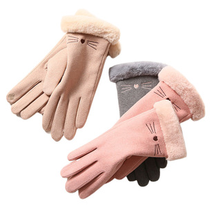 Warm Gloves Women's Winter German Velvet fleece-lined Thickened Korean Style Autumn Outdoor Cycling Touch Screen Cycling