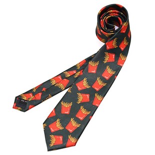 2024 Original Creative Print Hamburger Fries Rose Wine Bottle Tie Men and Women Ins Casual Fun Tie Clothing