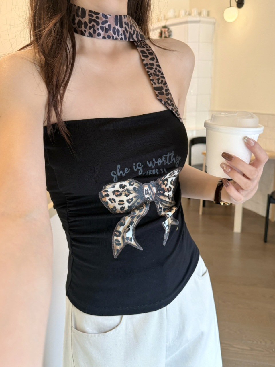 2934 # Summer New Style Hot Girl Style Bow-Knot Printed Tube Top with Pleated Design, Slim Fit and Fixed Chest Pads