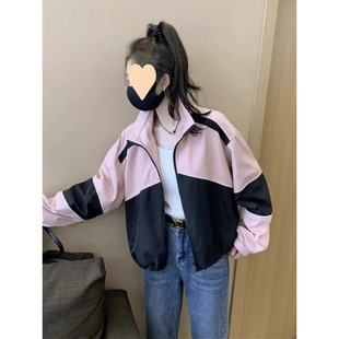Charge Clothes Coat Women's Short 2024 Autumn New Style Small Casual All-match Loose Color Matching Baseball Suit Top