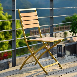 Modern Simple Outdoor Folding Table Commercial Plastic Wood Outdoor Table and Chair Villa Courtyard Leisure Folding Table and Chair
