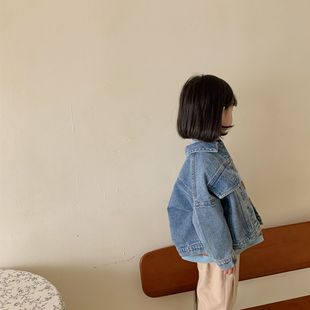 Корейская детская одежда для детей весной и осенью с длинными рукавами джинсовые куртки для мальчиков и девочек