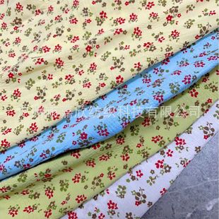 Spring Style Chiffon Jacquard Printed Small Floral dress Casual Puff Sleeve Top Plaid Flower Crepe Fabric