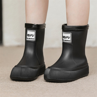 Children's Rain Boots for Boys and Girls, Special for Primary School Students to Go to School, Medium and Large Kidsren's Rain Boots Fleece-Lined Waterproof Anti-Slip Rubber Shoes and Water Shoes