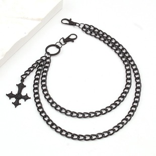 Europe and the United States cross-border jewelry personality fashion street hip-hop gun black pants chain punk hollow cross multi-layer waist chain