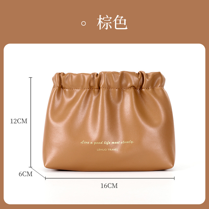 Leather Silk-screen Printing Shrapnel Clasp Red Envelope Cosmetic Bag, Portable Storage Bag, Portable Small Storage Bag, Inner Small Bag, Mini