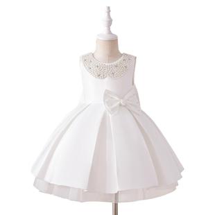 Cross-border new satin children's dress bow girls princess dress party holiday costume girl dress