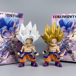Трансграничный Dragon Ball ручной работы Супер Саян блондинка седые волосы Sun Wukong аниме ручной работы куклы вокруг настольной модели