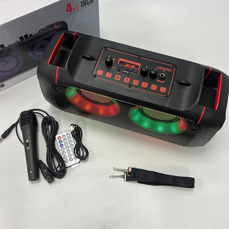 Outdoor Wireless Subwoofer Dual 4inch Bluetooth Speakers for Home Desktop with Good Looks and Microphone for Karaoke Bluetooth Audio